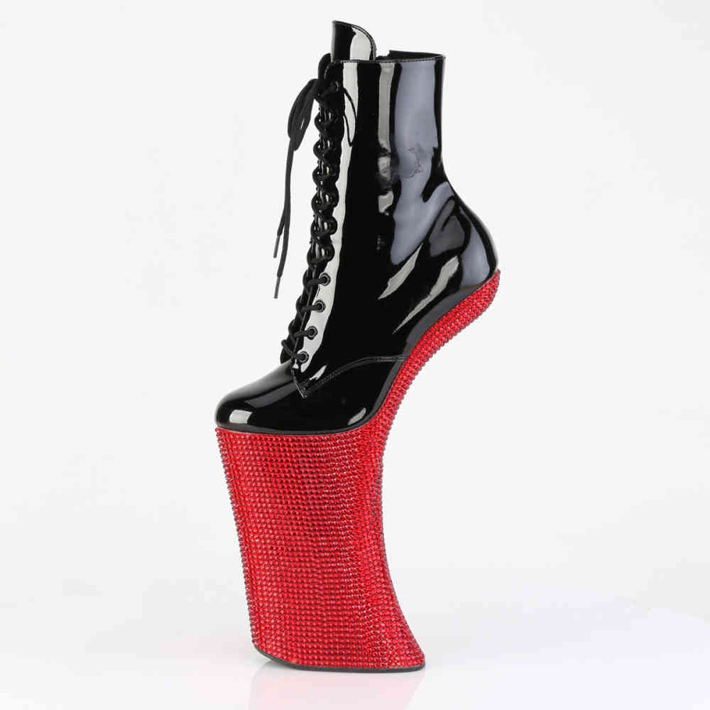 Pleaser - FORBIDDEN-1020BEJ Plateau Laarzen, Paaldans schoenen - Zwart/Rood